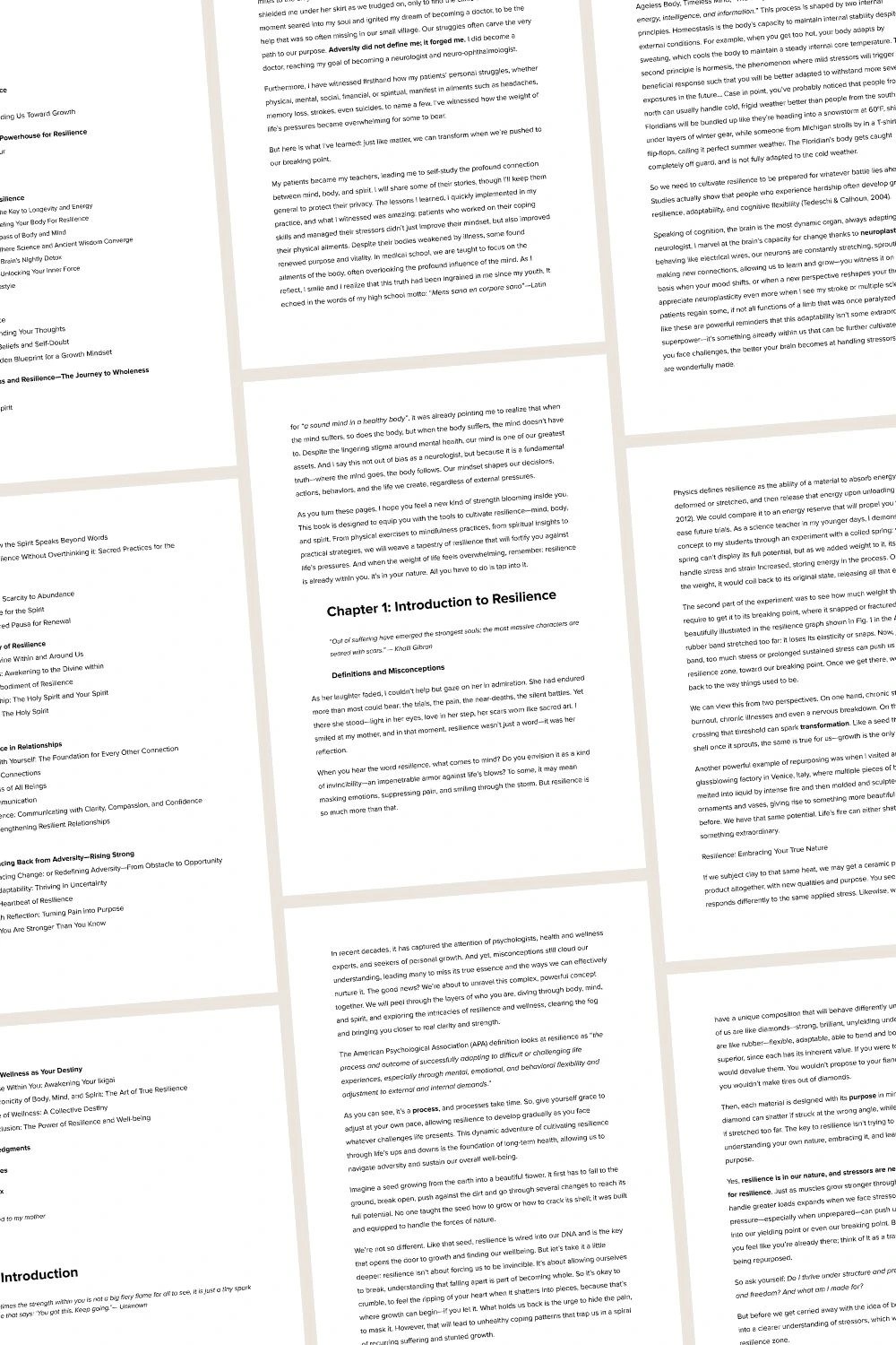 Ghostwriting in English of a book on resilience and mental health.