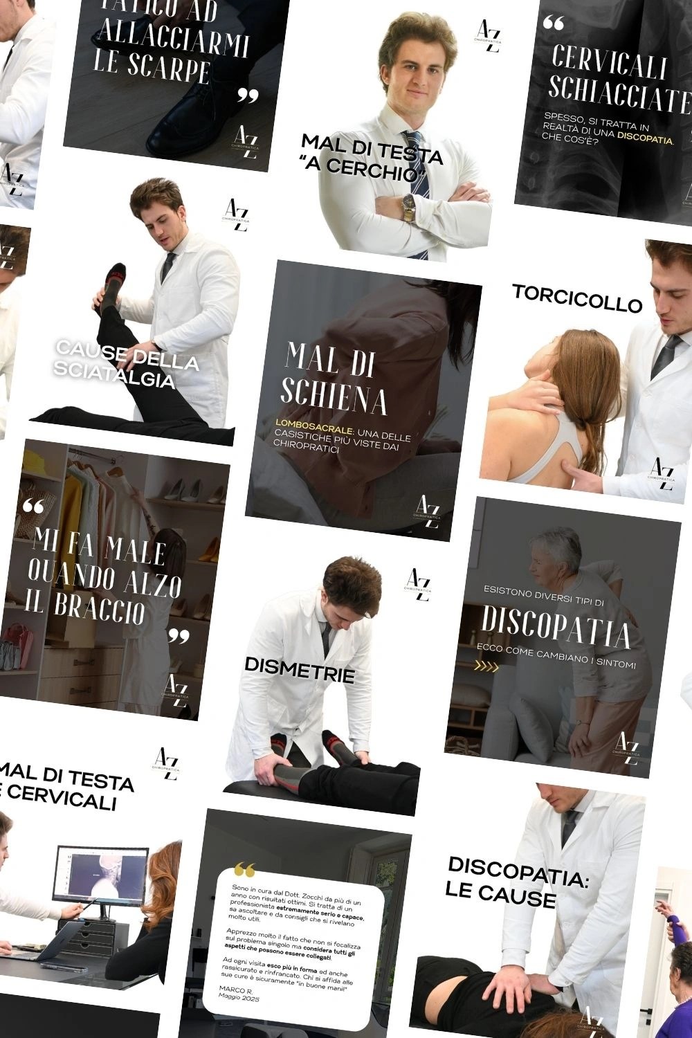 Instagram posts for a chiropractic studio.