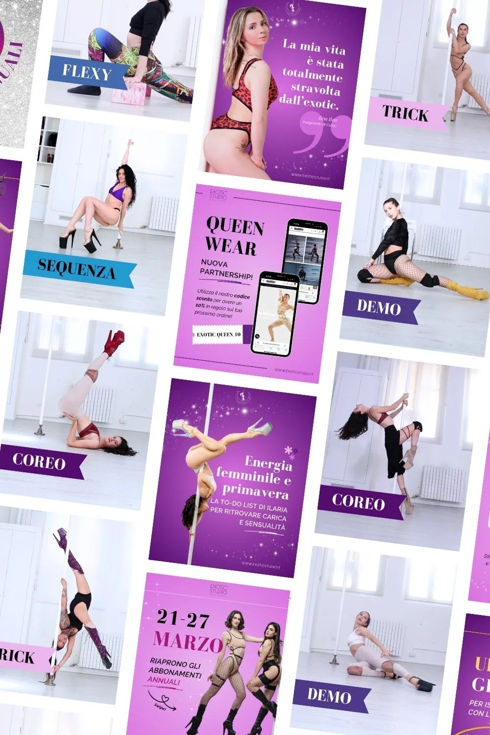 Instagram posts for an exotic pole dance studio.